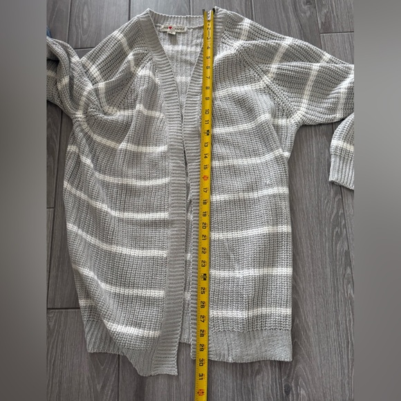 Love Change Italy|Women’s heather gray striped open knit cardigan•••Size XL - Picture 9 of 9